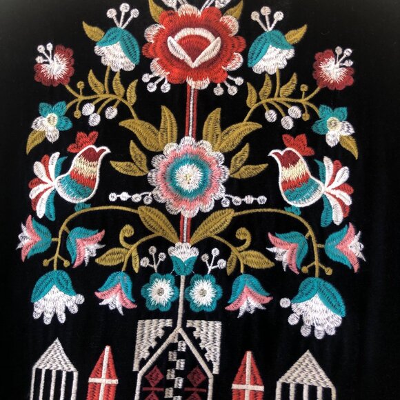 BD Collection Size M/L Velvet Embroidered Open Front Bell Sleeve Cardigan - Picture 13 of 15